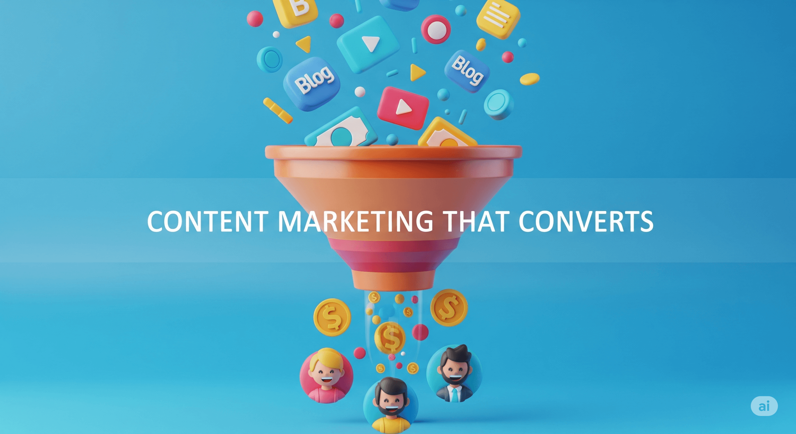 A visual of a marketing funnel, symbolizing content marketing that converts leads into sales and drives revenue.